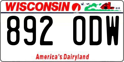 WI license plate 892ODW
