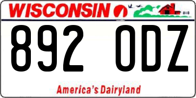 WI license plate 892ODZ
