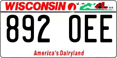 WI license plate 892OEE