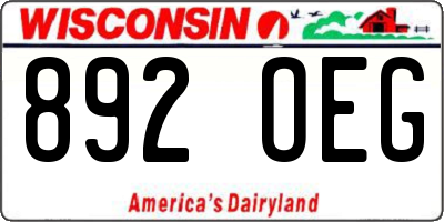 WI license plate 892OEG