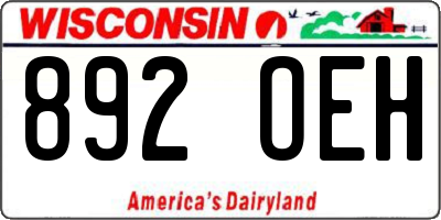 WI license plate 892OEH