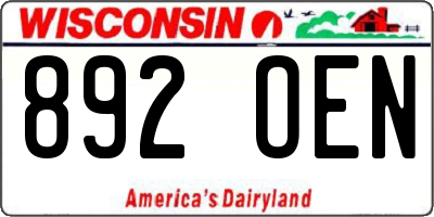 WI license plate 892OEN