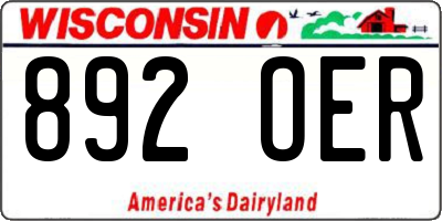 WI license plate 892OER