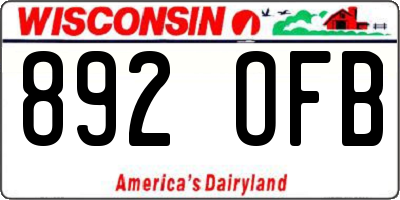 WI license plate 892OFB