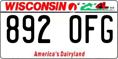 WI license plate 892OFG