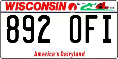 WI license plate 892OFI