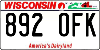 WI license plate 892OFK