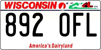 WI license plate 892OFL