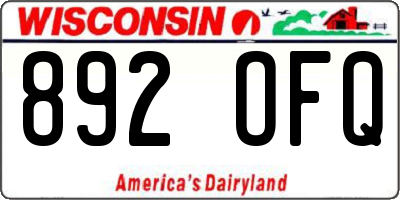 WI license plate 892OFQ