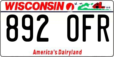 WI license plate 892OFR