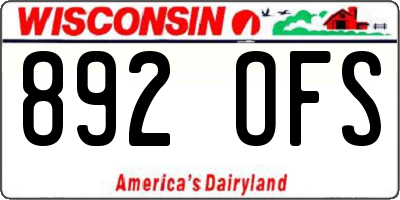 WI license plate 892OFS