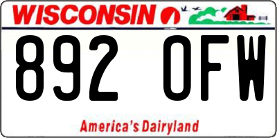 WI license plate 892OFW