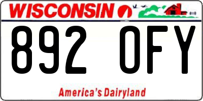 WI license plate 892OFY