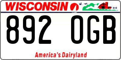 WI license plate 892OGB