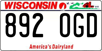 WI license plate 892OGD