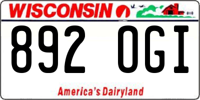 WI license plate 892OGI