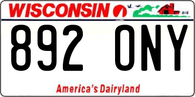 WI license plate 892ONY