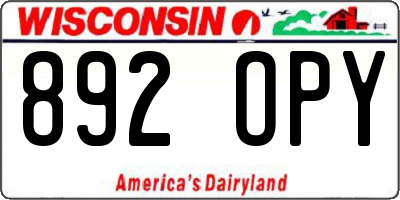 WI license plate 892OPY