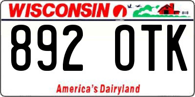 WI license plate 892OTK