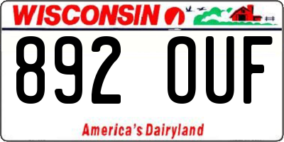 WI license plate 892OUF