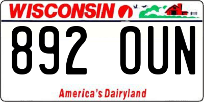 WI license plate 892OUN
