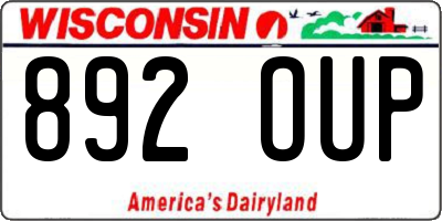 WI license plate 892OUP