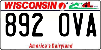 WI license plate 892OVA
