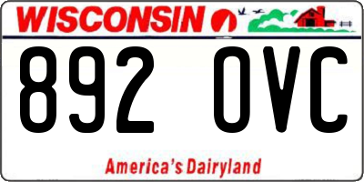 WI license plate 892OVC