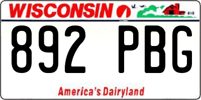 WI license plate 892PBG