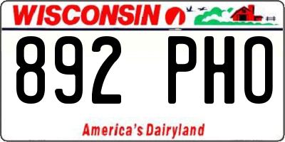 WI license plate 892PHO