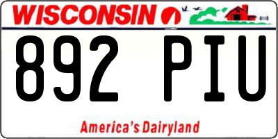WI license plate 892PIU