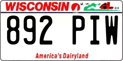 WI license plate 892PIW