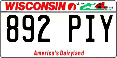 WI license plate 892PIY