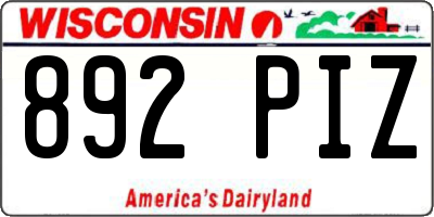 WI license plate 892PIZ