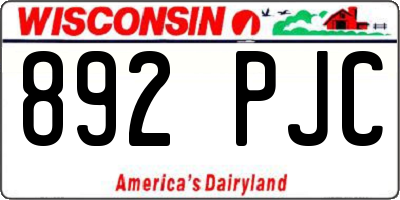 WI license plate 892PJC