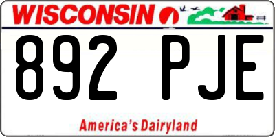 WI license plate 892PJE
