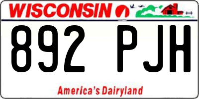 WI license plate 892PJH