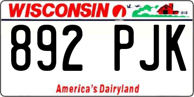WI license plate 892PJK