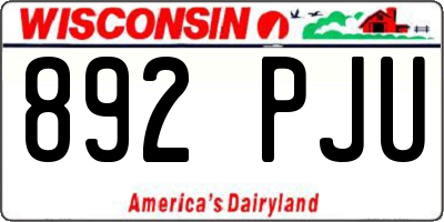 WI license plate 892PJU