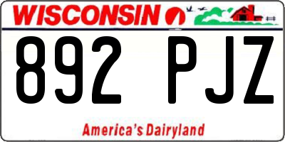 WI license plate 892PJZ