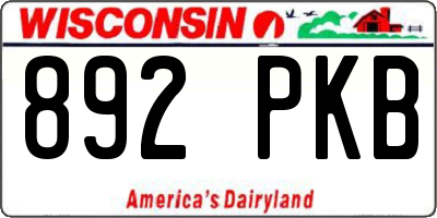 WI license plate 892PKB