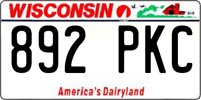 WI license plate 892PKC
