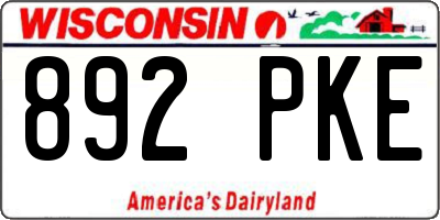 WI license plate 892PKE