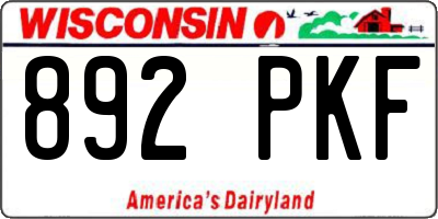 WI license plate 892PKF