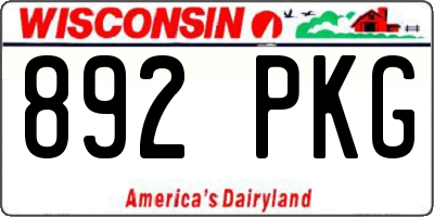 WI license plate 892PKG