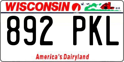 WI license plate 892PKL