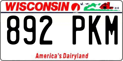 WI license plate 892PKM