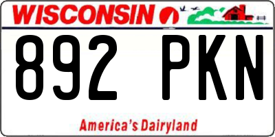 WI license plate 892PKN