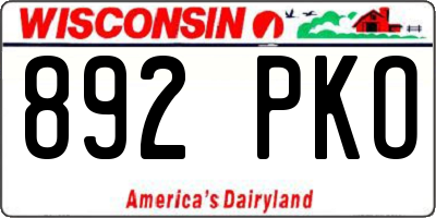 WI license plate 892PKO