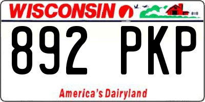 WI license plate 892PKP